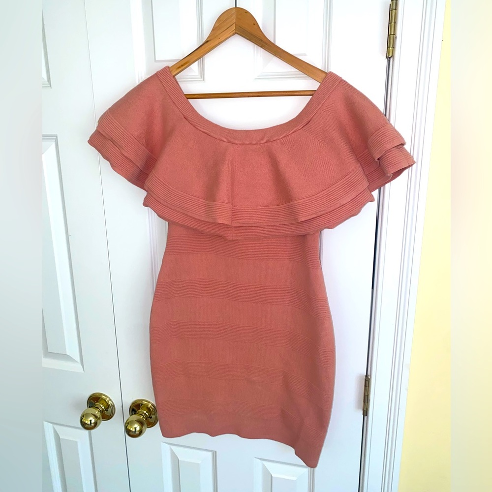 New with tag Endless Rose cream pink tight fitting dress from Bloomingdales